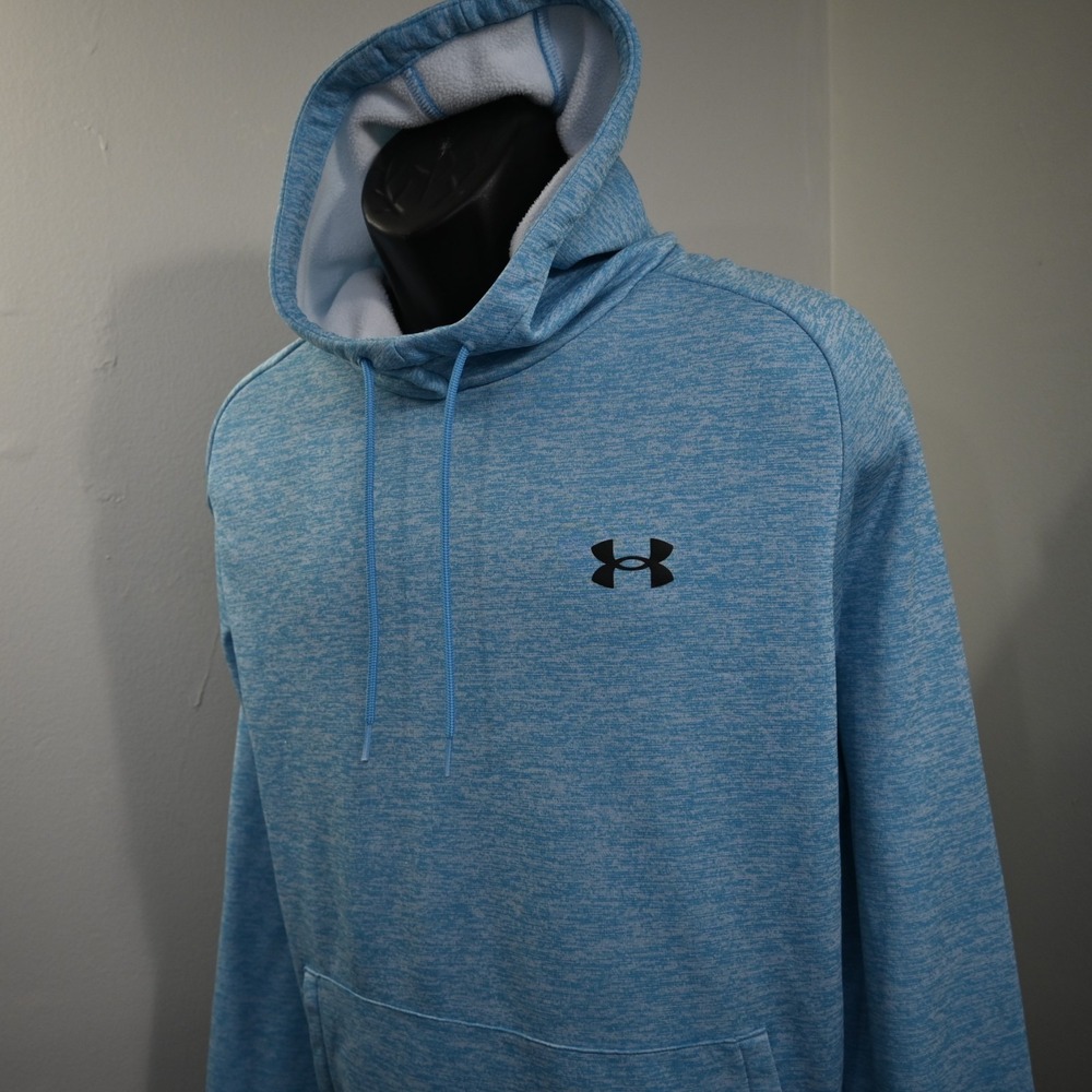 Under‎ Amour Fleece Hoodie Blue Loose Long Sleeve Pullover Sweatshirt Mens 2XL
